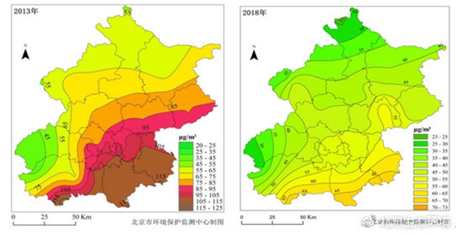 （圖7 北京市PM2.5濃度空間分布及變化）